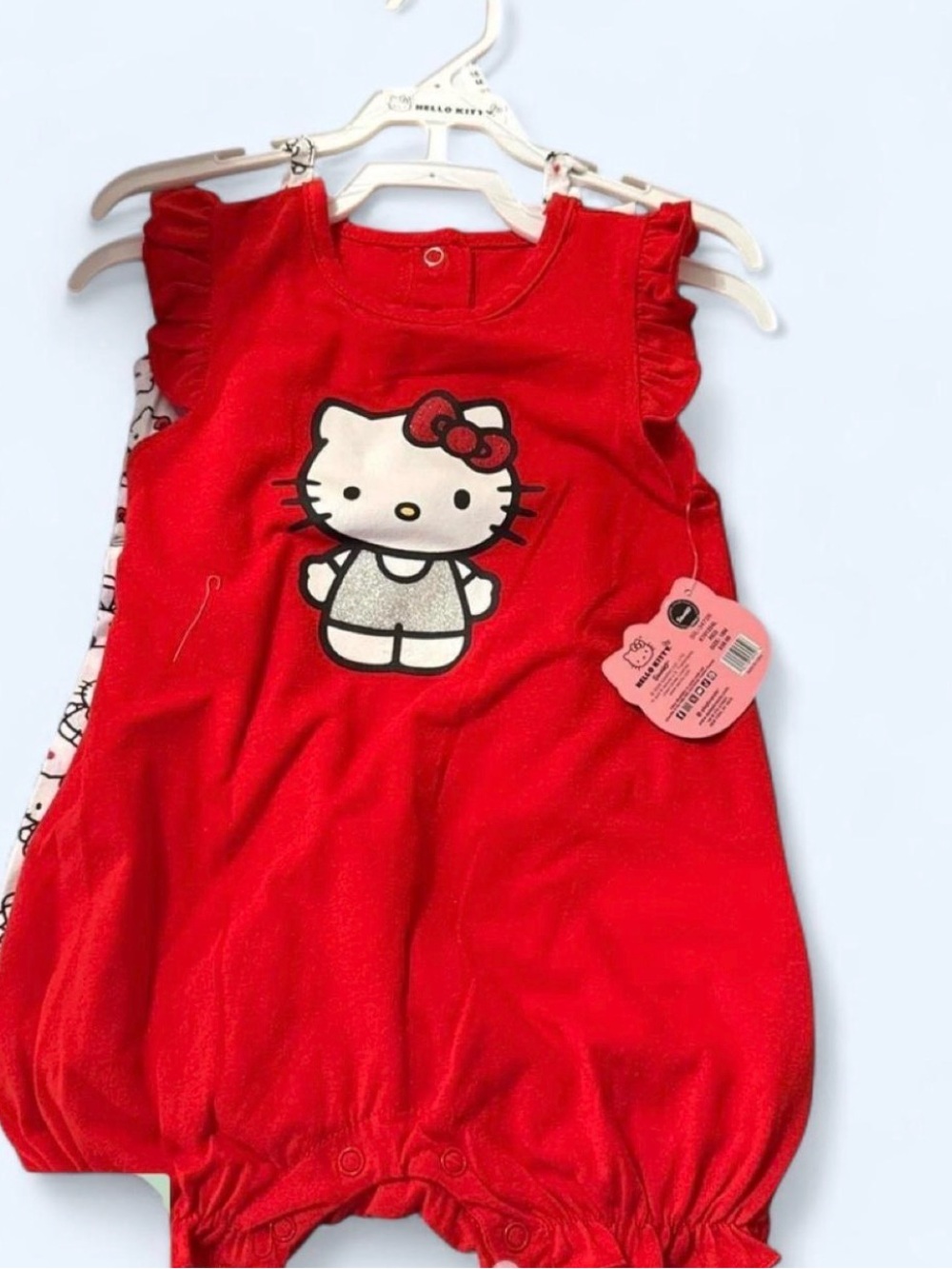 Hello Kitty Red Sleeveless Bubble Romper with Glitter Applique